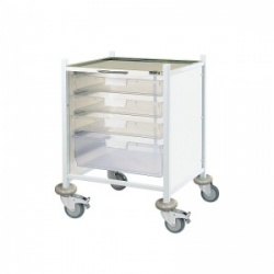 Sunflower Medical Vista 40 Low-Level Clinical Procedure Trolley with Three Single and One Double-Depth Clear Tray